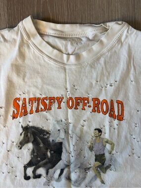 Satisfy running White Men's Short Sleeve Distressed T-Shirt